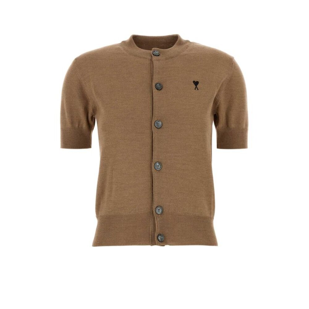 Ami Women Camel Wool Cardigan